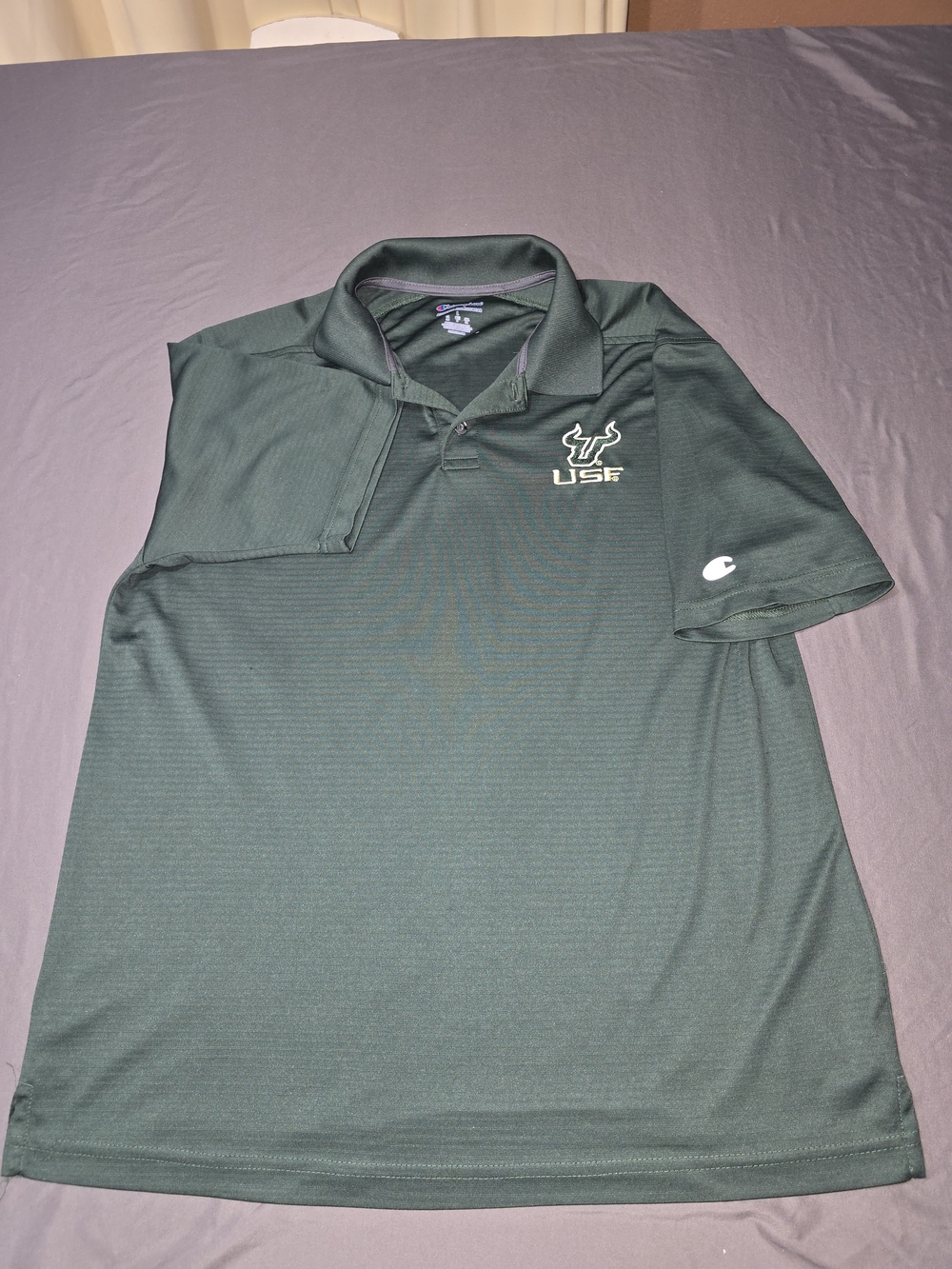 Champion USF Bulls Polo Mens L Green University South Florida NCAA Golf Shirt